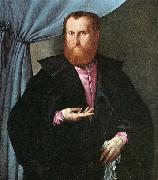 Lorenzo Lotto, Portrait of a Man in Black Silk Cloak